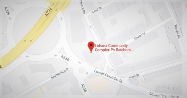 Map showing Lohana Community Complex location in Croydon